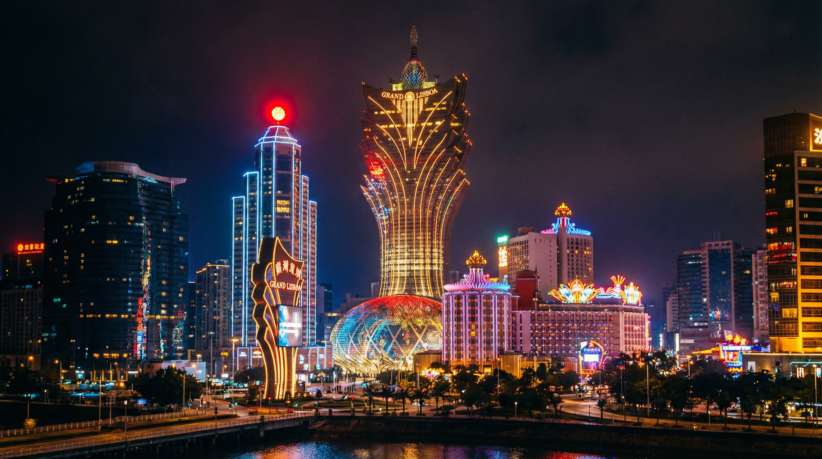 澳门美高梅 - 澳门地标建筑夜景